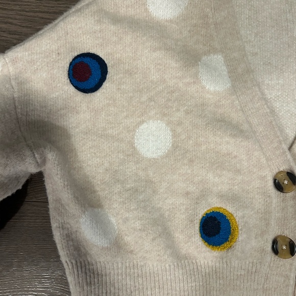 Desigual Beige Cardigan with White and Embroidered Polka Dots - Picture 3 of 10